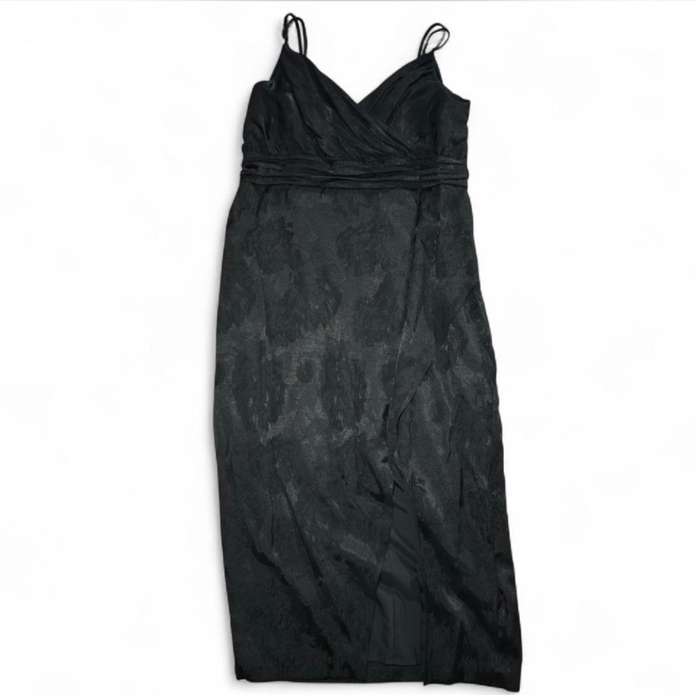 Express Floral Jacquard V-Neck Wrap Midi Dress